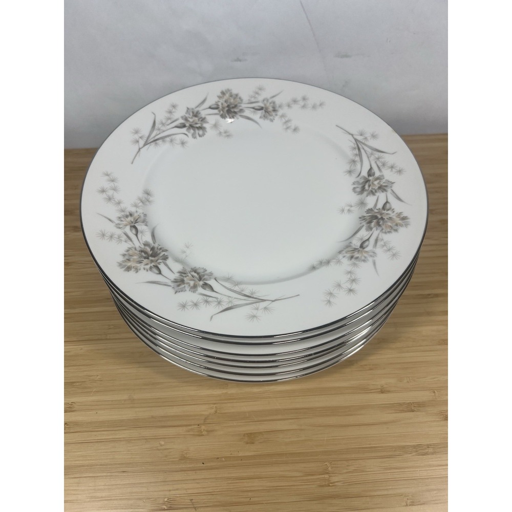 Heinrich H&C Selb Bavaria Dinner Plate 10.5" Gray Floral Platinum Trim - 7 Avail